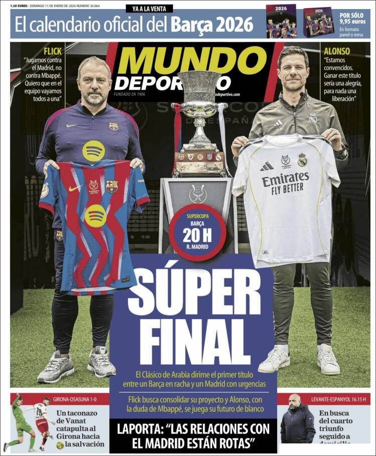 Portadas Deportivas Domingo 11/1/2026 Portadas Deportivas Domingo 11/1/2026