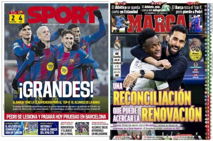 Portadas Deportivas Jueves 22/1/2026 Portadas Deportivas Jueves 22/1/2026