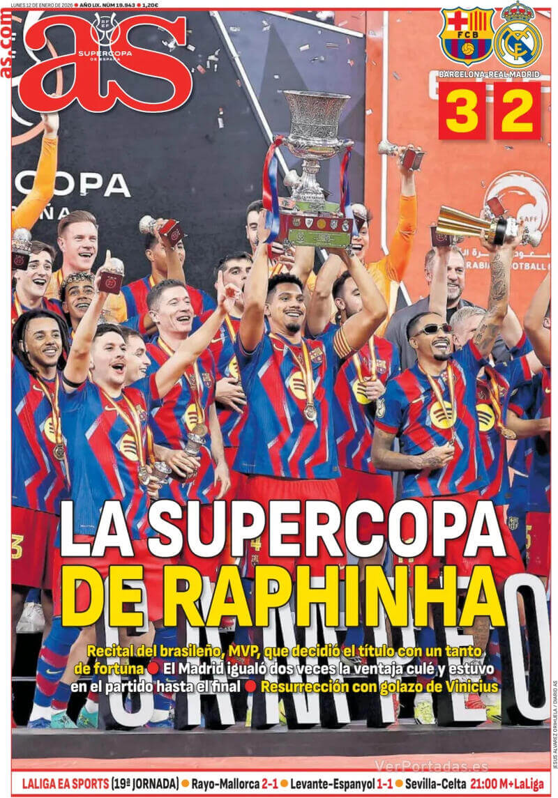 Portadas Deportivas Lunes 12/1/2026 Portadas Deportivas Lunes 12/1/2026