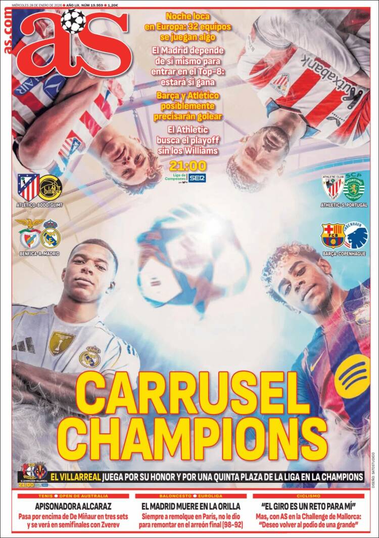 Portadas Deportivas Miércoles 28/1/2026