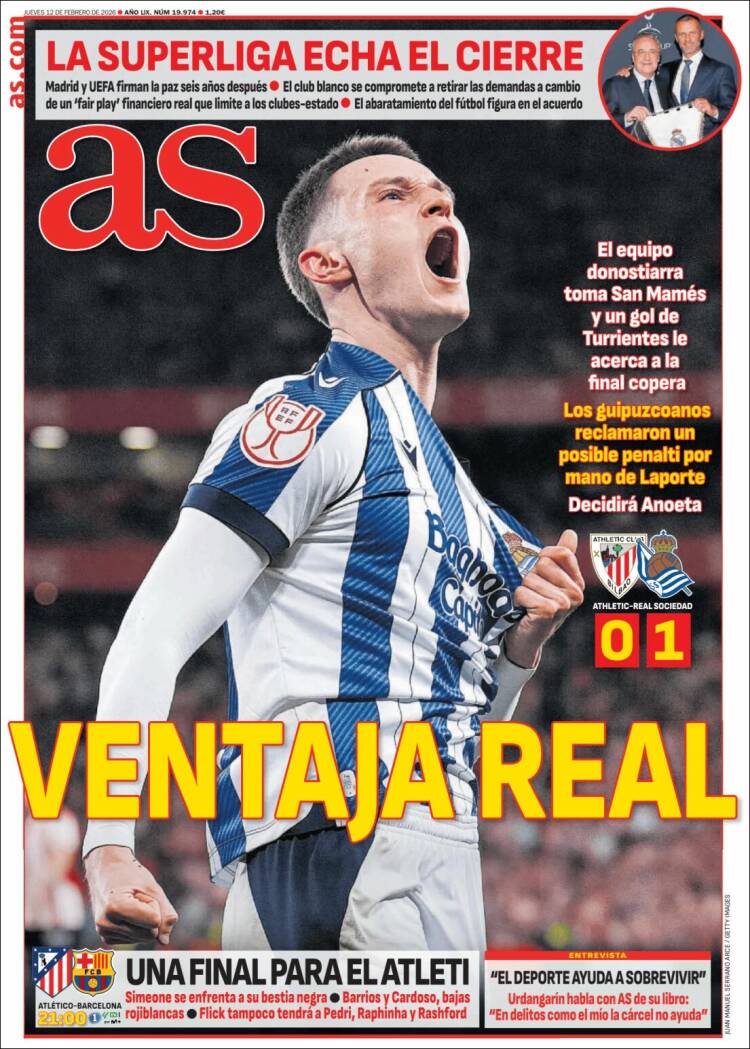Portadas Deportivas Jueves 12/2/2026 Portadas Deportivas Jueves 12/2/2026