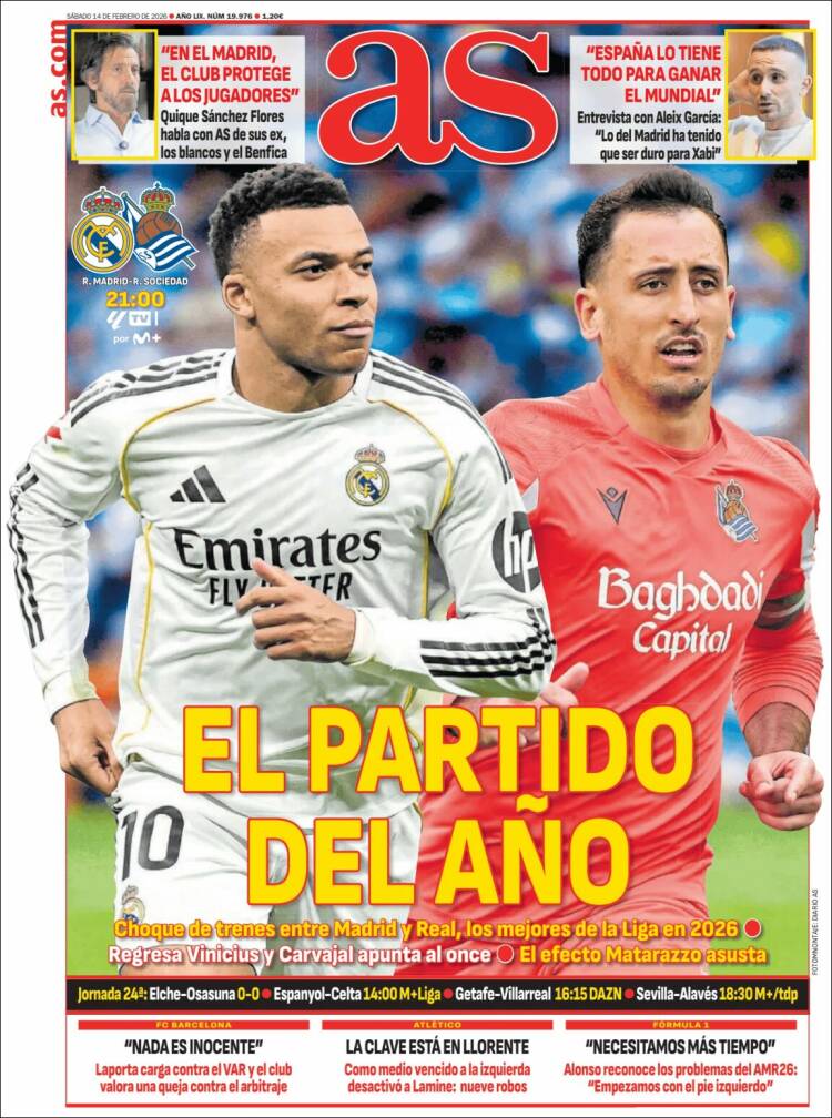 Portadas Deportivas Sábado 14/2/2026 Portadas Deportivas Sábado 14/2/2026