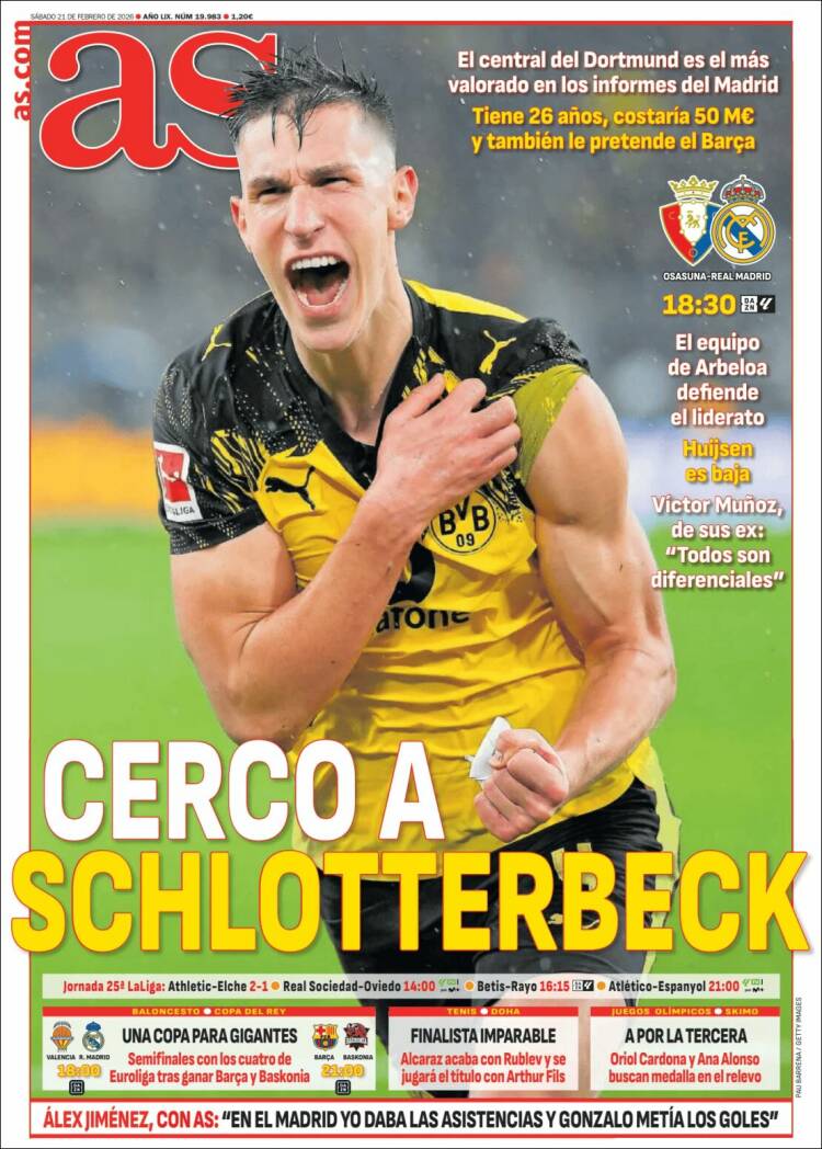 Portadas Deportivas Sábado 21/2/2026 