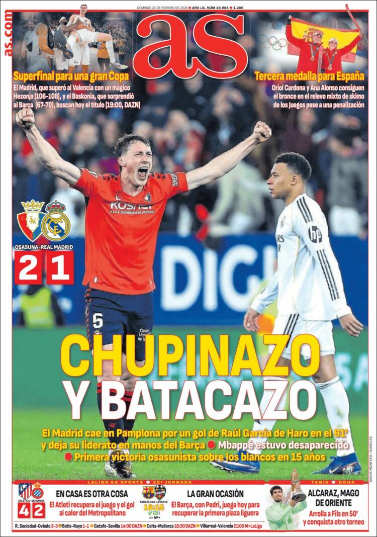 Portadas Deportivas Domingo 22/2/2026