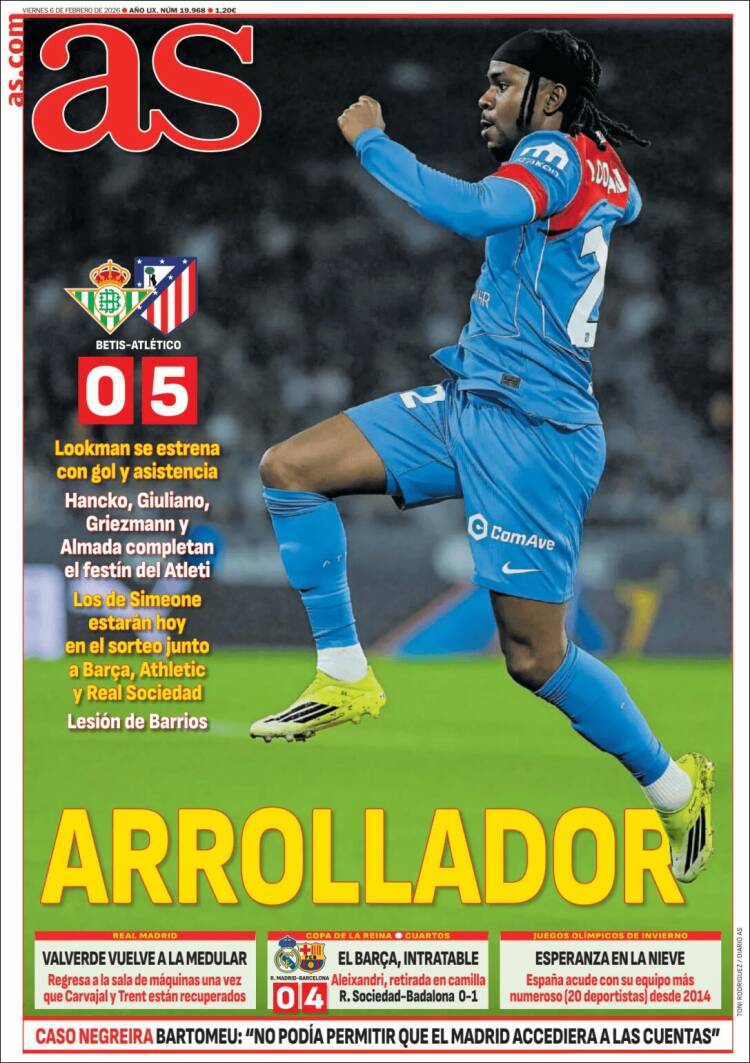 Portadas Deportivas Viernes 6/2/2026 Portadas Deportivas Viernes 6/2/2026