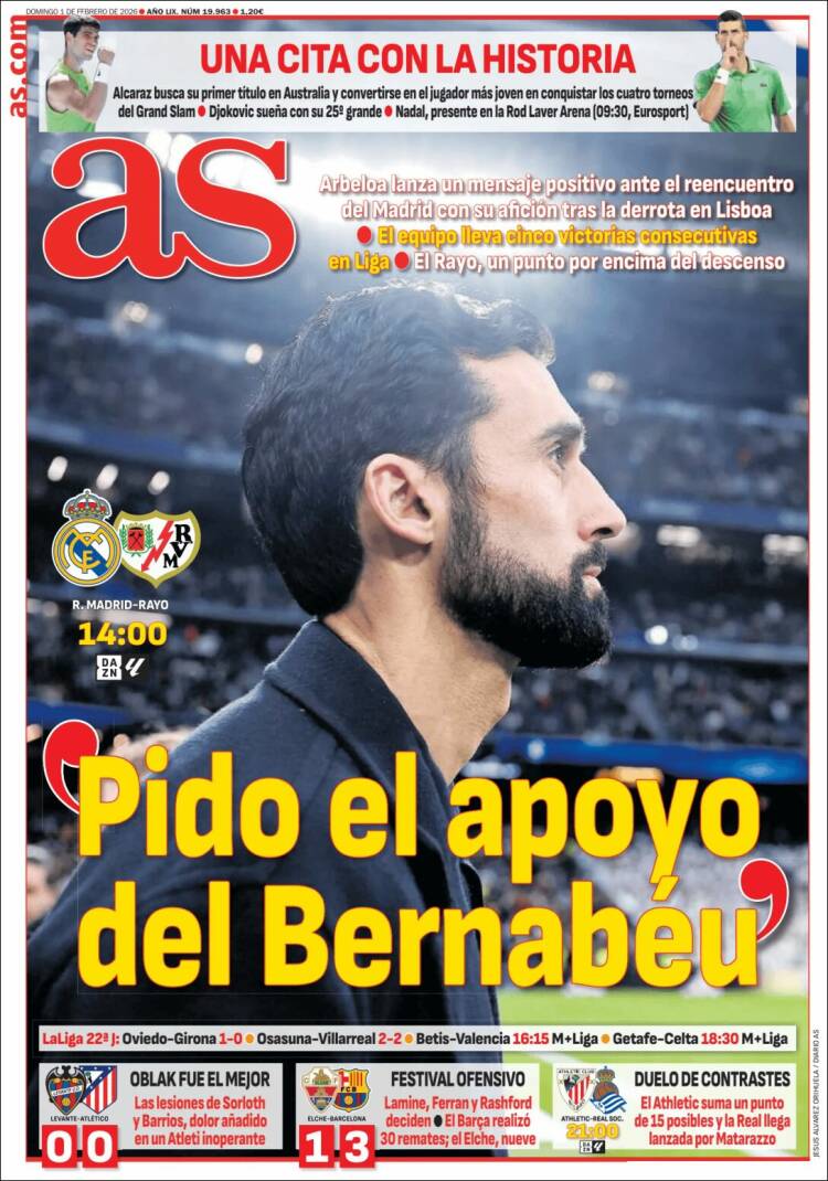 Portadas Deportivas Domingo 1/2/2026 Portadas Deportivas Domingo 1/2/2026