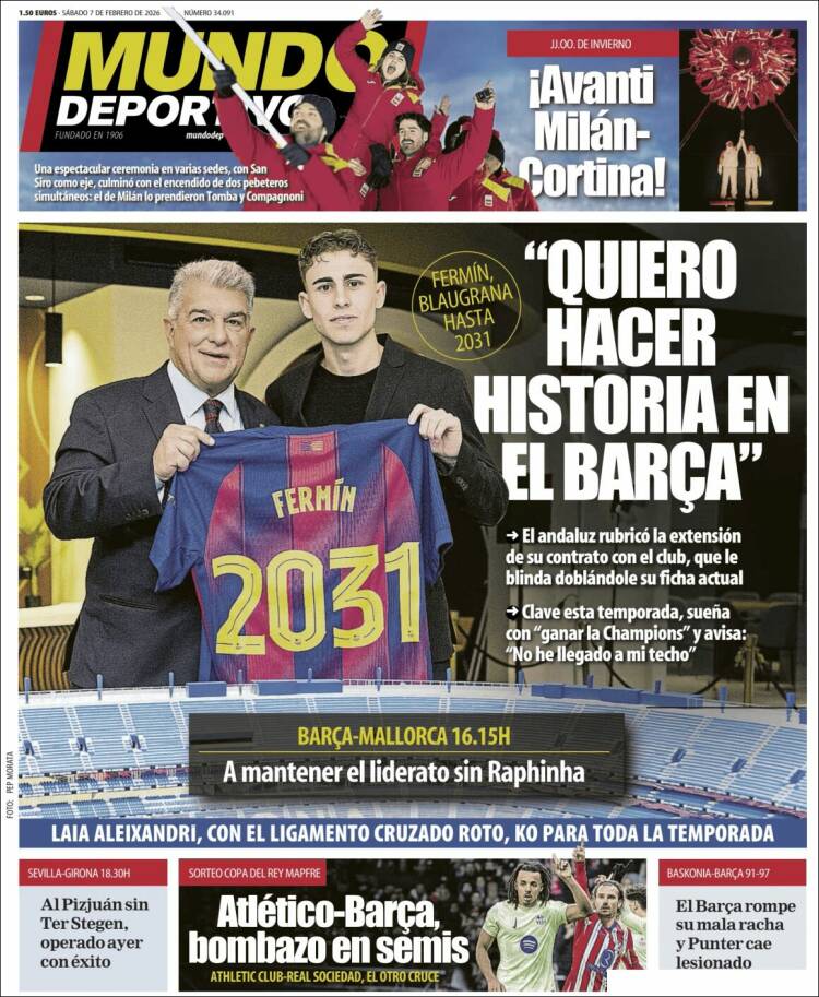 Portadas Deportivas Sábado 7/2/2026 Portadas Deportivas Sábado 7/2/2026