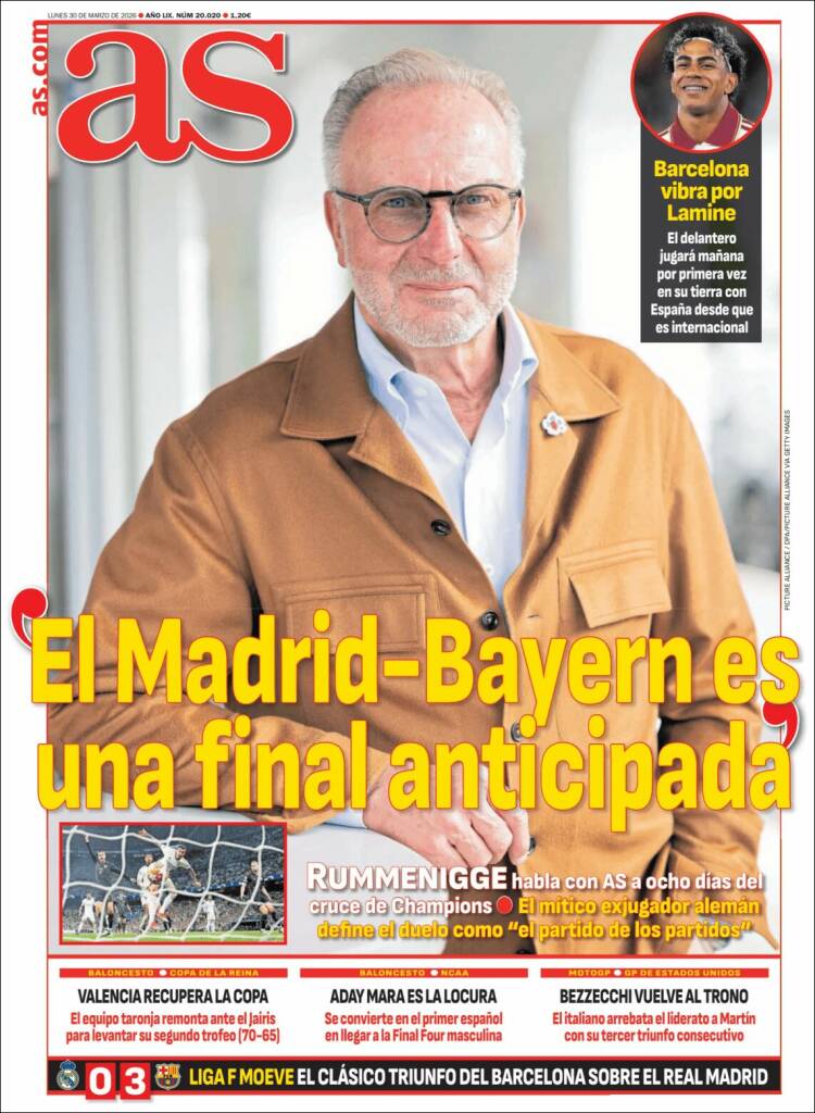 Portadas Deportivas Lunes 30/3/2026