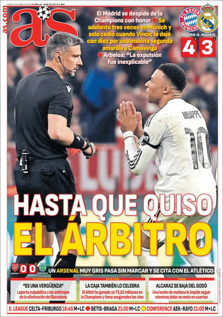 Portadas Deportivas Jueves 16/4/2026
