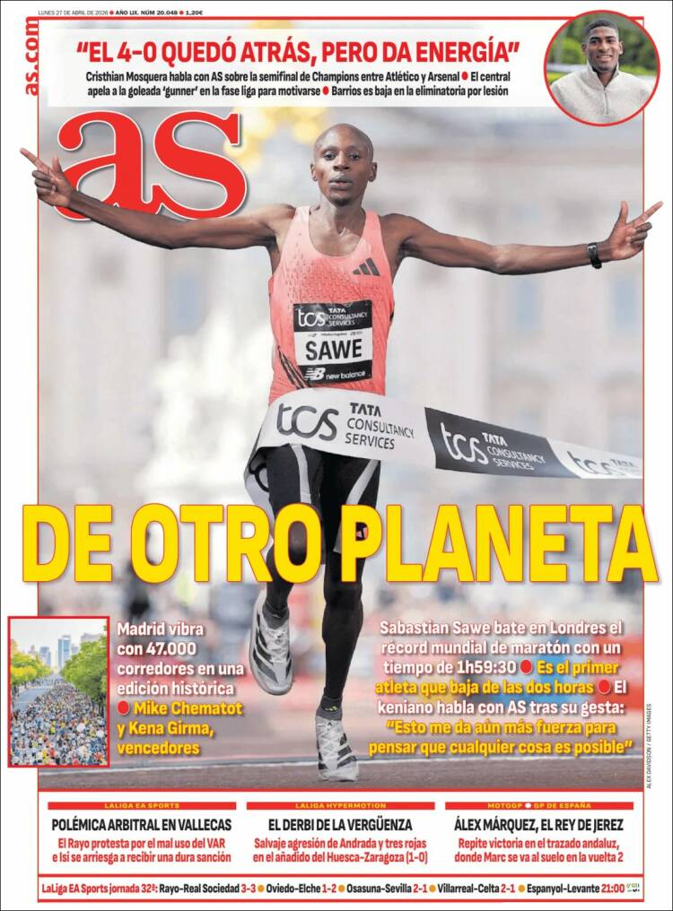 Portadas Deportivas Lunes 27/4/2026