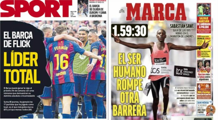 Portadas Deportivas Lunes 27/4/2026 | Marca, As, Sport, Mundo Deportivo Portadas Deportivas Lunes 27/4/2026