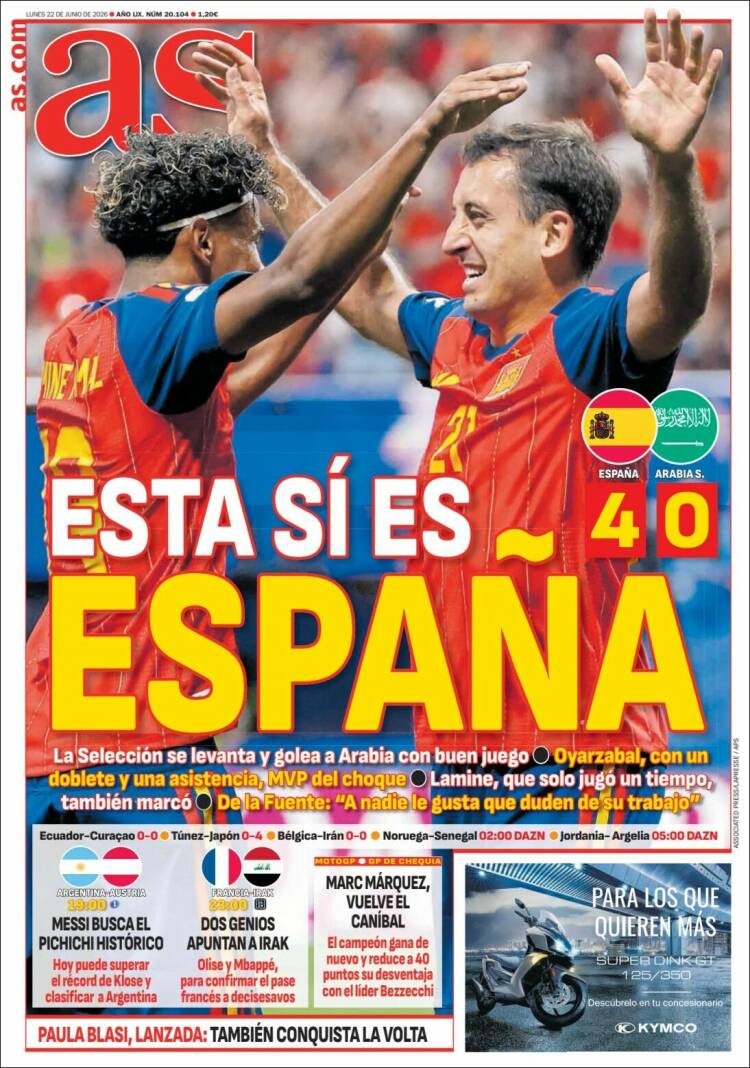Portadas Deportivas Lunes 22/6/2026