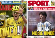 Portadas Deportivas Lunes 27/7/2026 | Marca, As, Sport, Mundo Deportivo portada deportiva