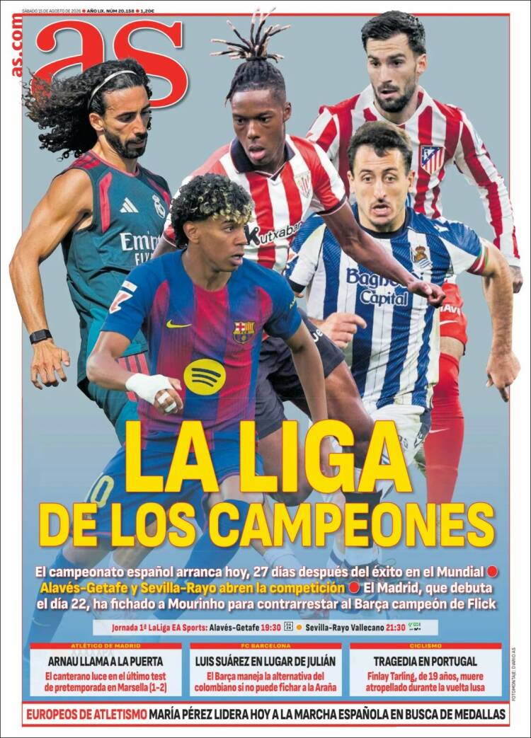 Portadas Deportivas Sábado 15/8/2026