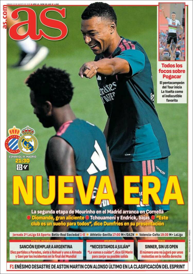 Portadas Deportivas Sábado 22/8/2026