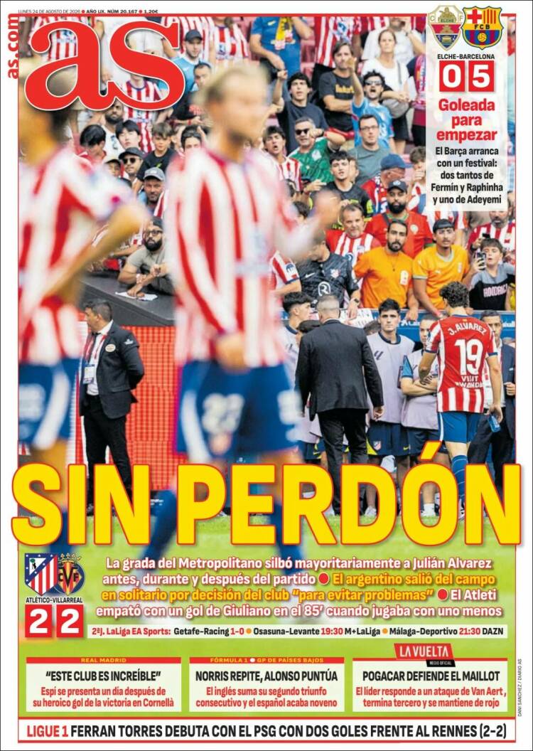 Portadas Deportivas Lunes 24/8/2026