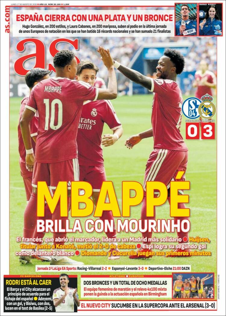 Portadas Deportivas Lunes 17/8/2026