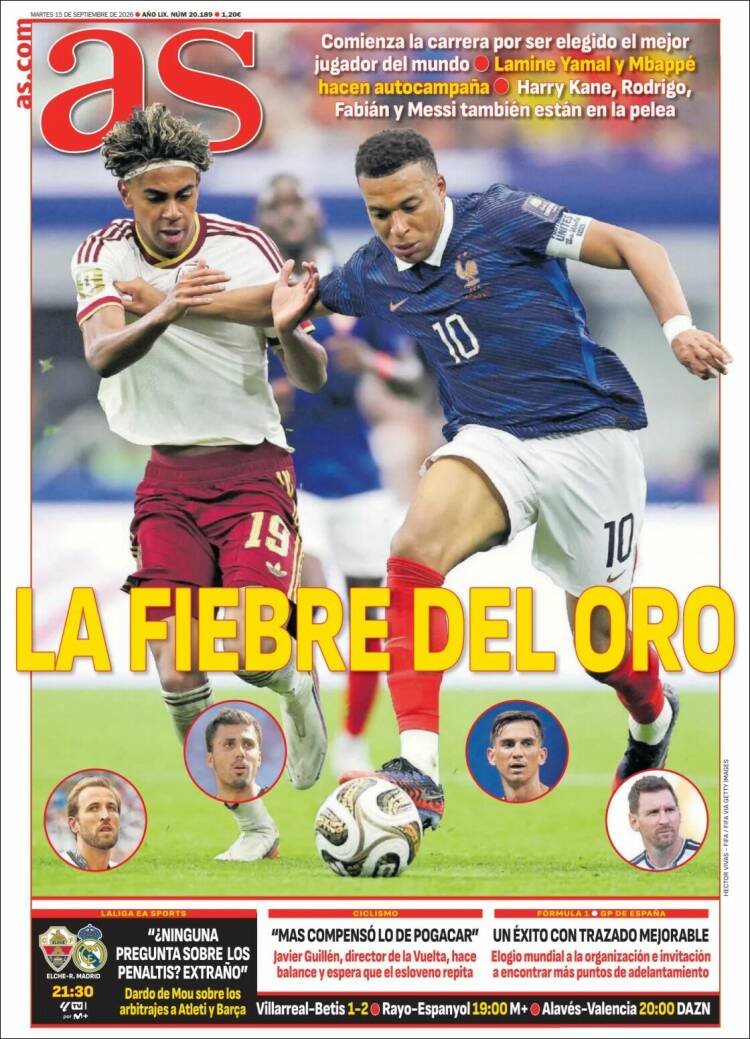 Portadas Deportivas Martes 15/9/2026