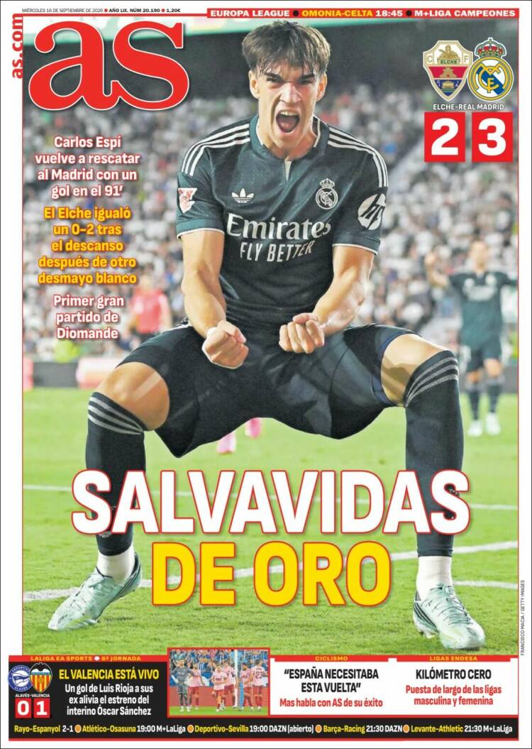 Portadas Deportivas Miércoles 16/9/2026