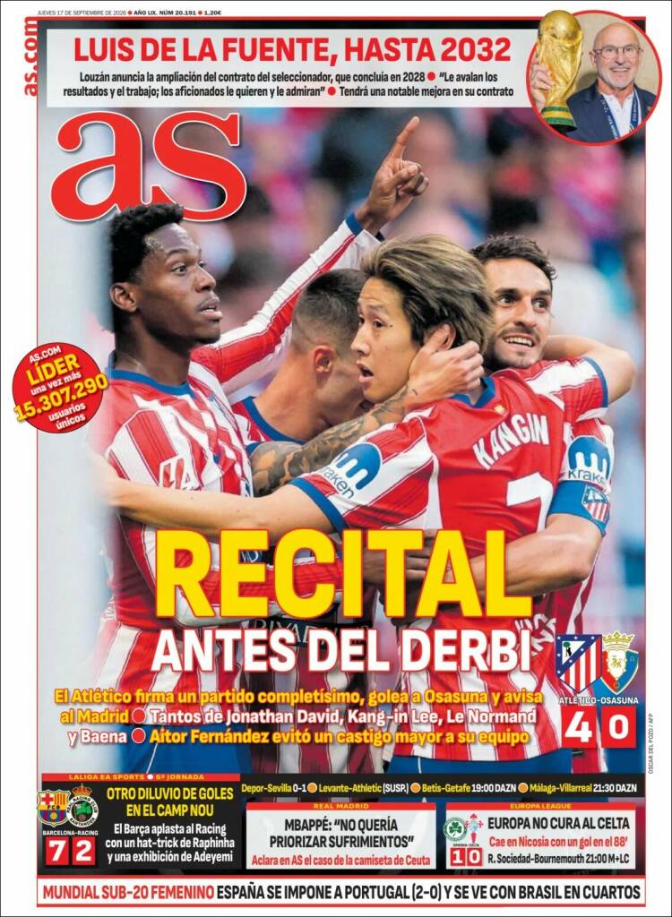 Portadas Deportivas Jueves 17/9/2026
