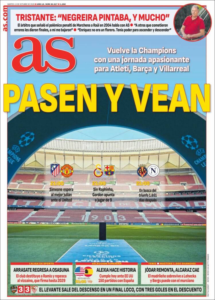 Portadas Deportivas Martes 13/10/2026