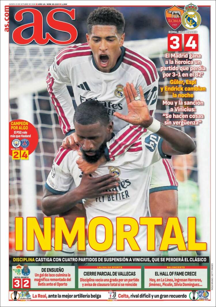 Portadas Deportivas Jueves 15/10/2026