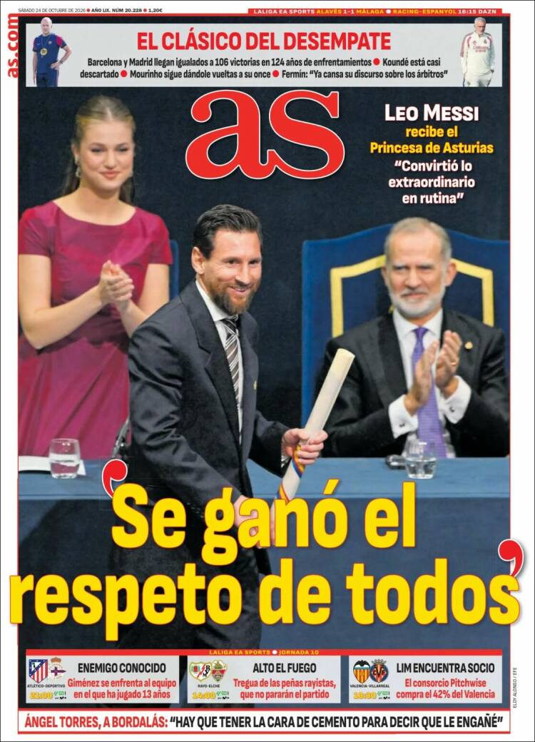 Portadas Deportivas Sábado 24/10/2026