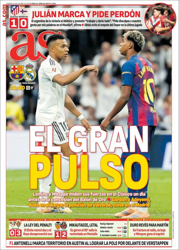Portadas Deportivas Domingo 25/10/2026