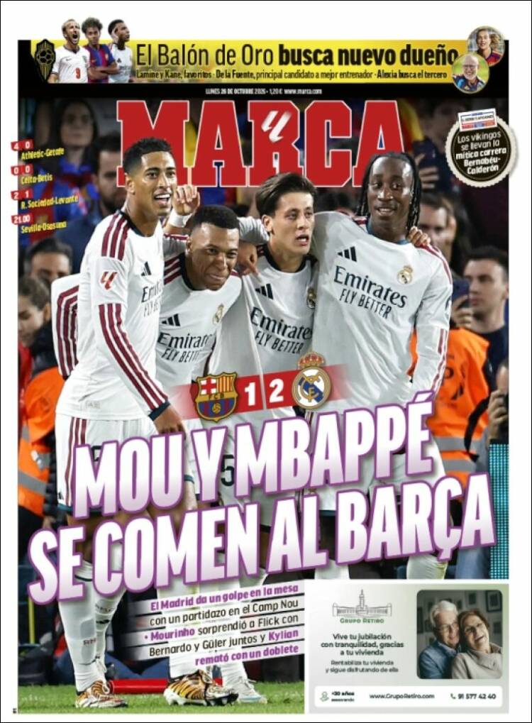 Portadas Deportivas Lunes 26/10/2026